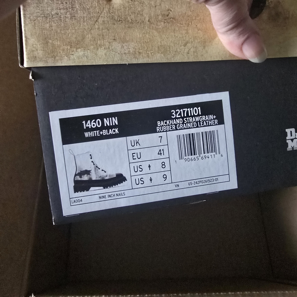 Nine Inch Nails Dr. Martens Downward Spiral Black and White Boots M8/W9 - Picture 3 of 9